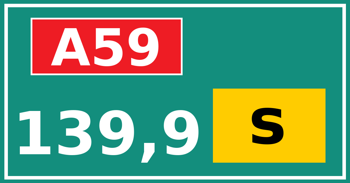Hectometerbord A59 139,9 letter s