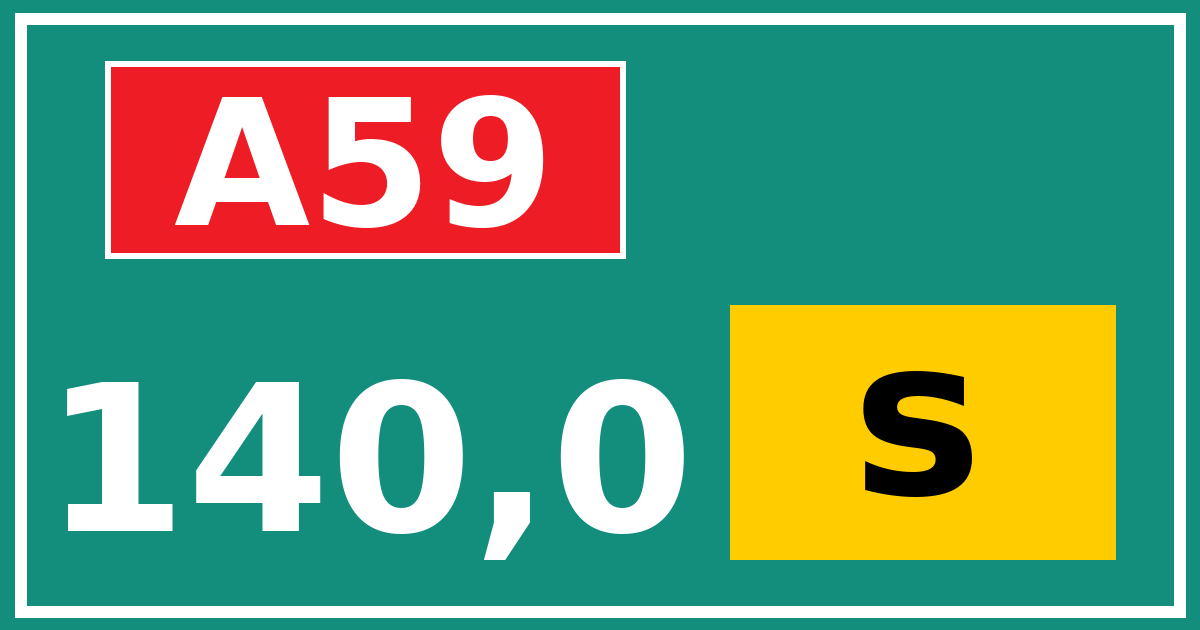 Hectometerbord A59 140,0 letter s