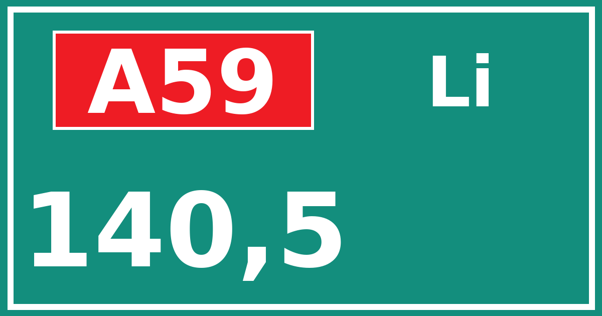 Hectometerbord A59 140,5 zijde Li