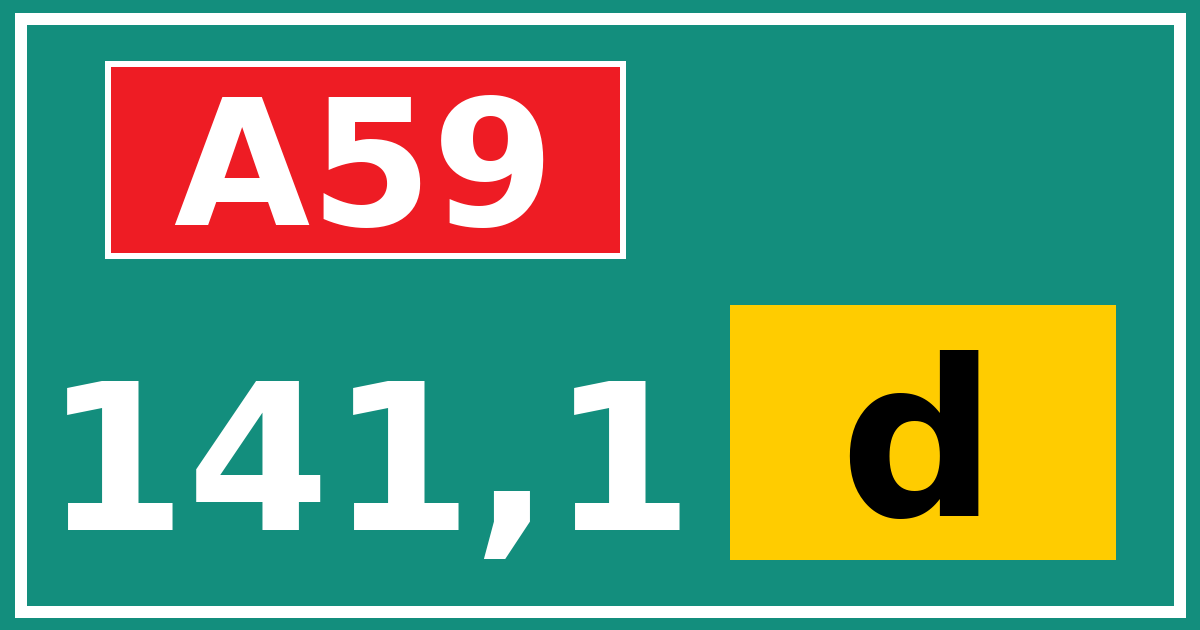Hectometerbord A59 141,1 letter d