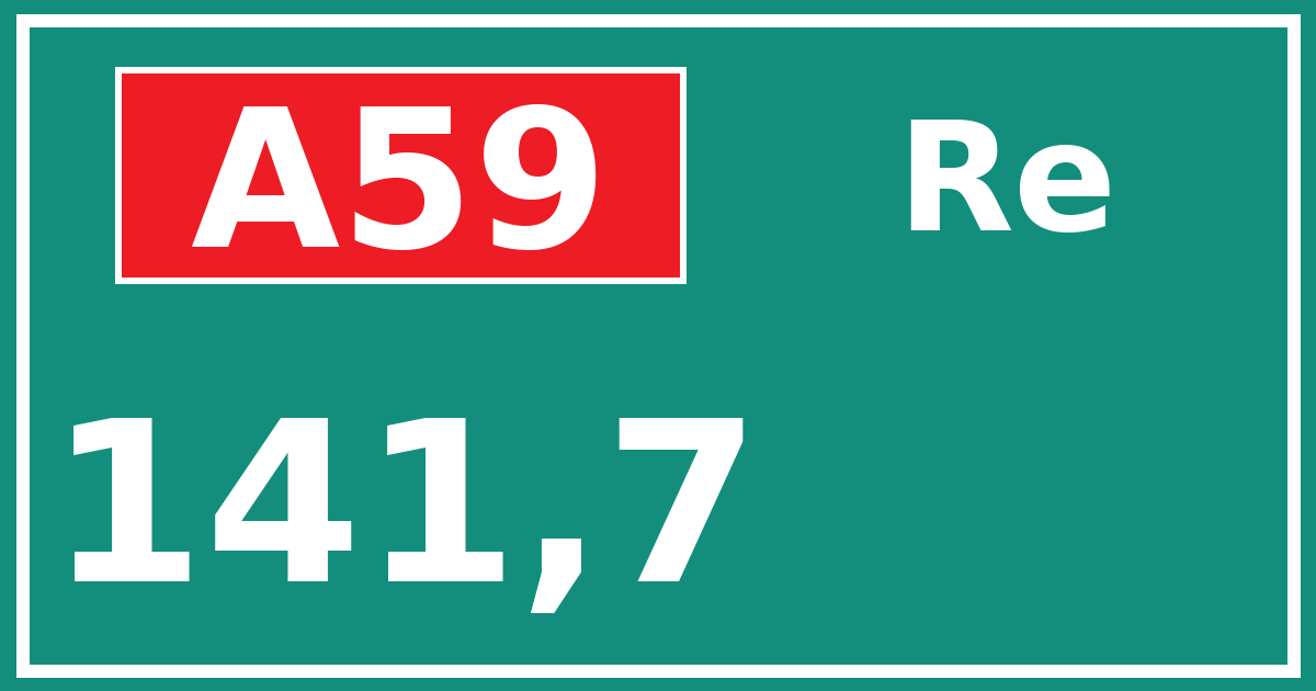 Hectometerbord A59 141,7 zijde Re