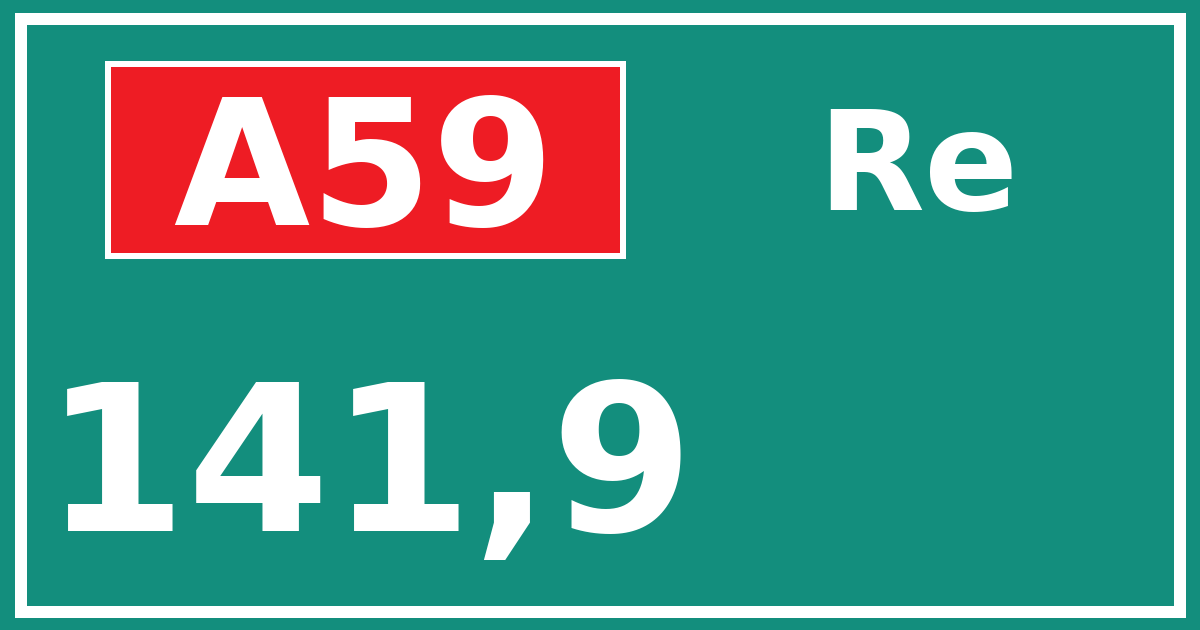 Hectometerbord A59 141,9 zijde Re