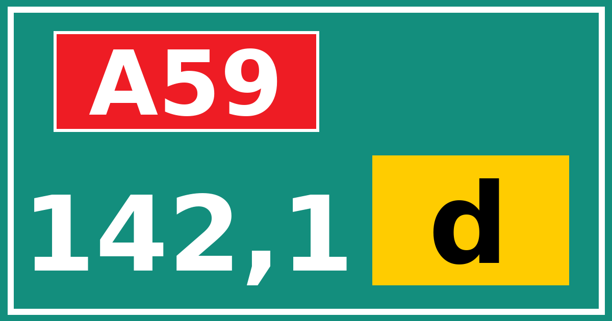 Hectometerbord A59 142,1 letter d