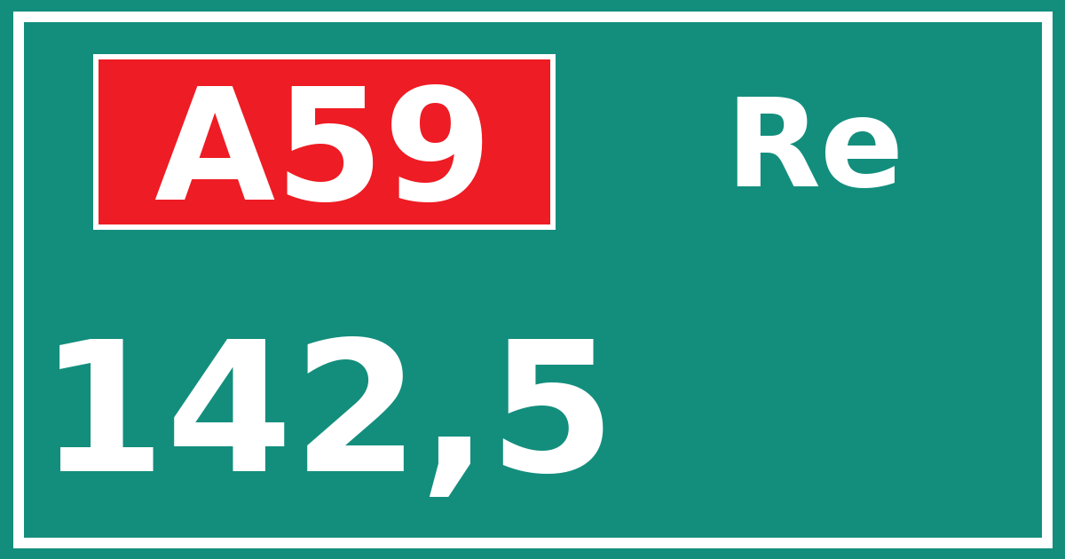 Hectometerbord A59 142,5 zijde Re