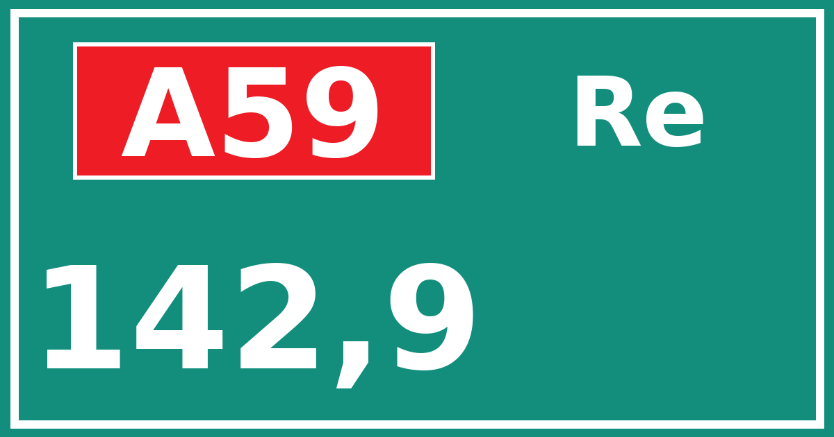 Hectometerbord A59 142,9 zijde Re