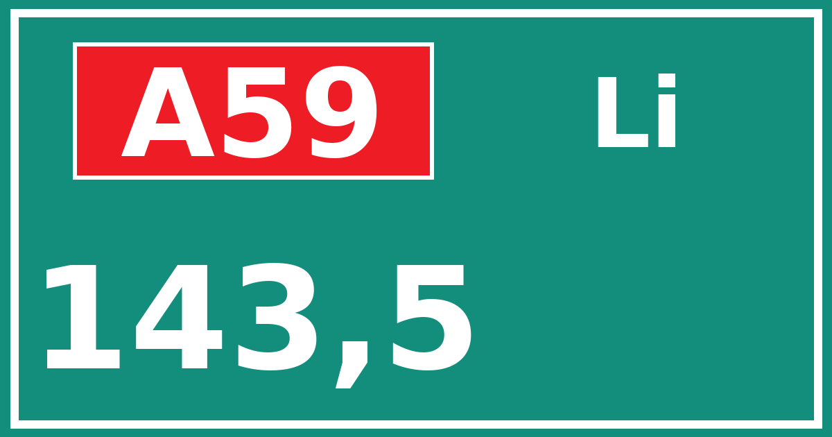Hectometerbord A59 143,5 zijde Li