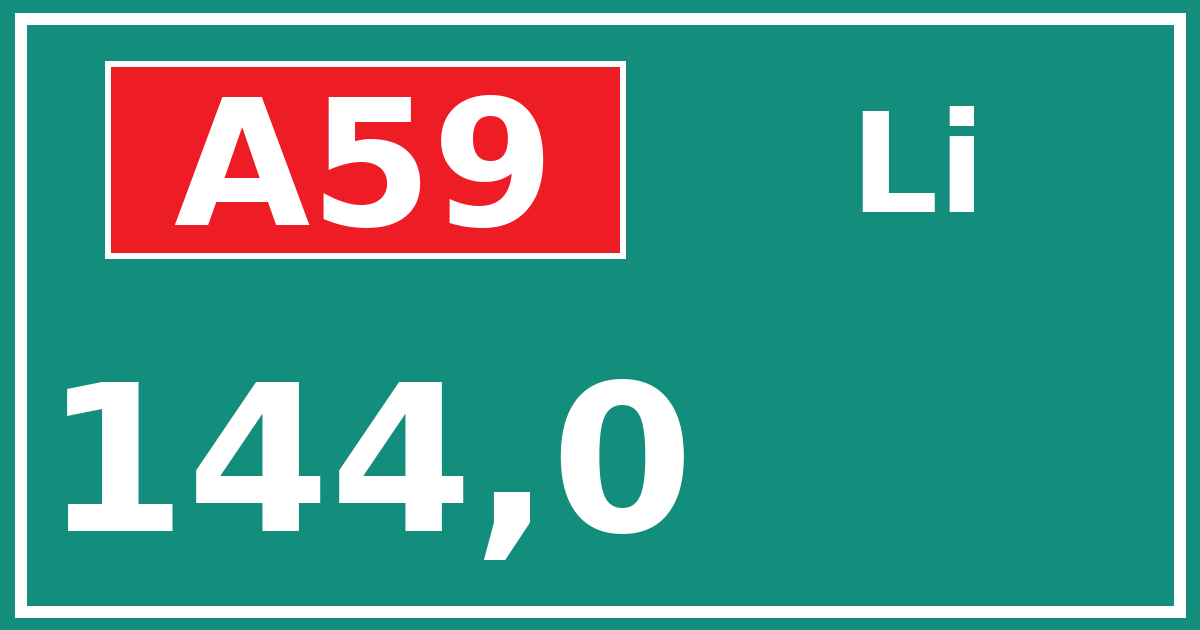 Hectometerbord A59 144,0 zijde Li