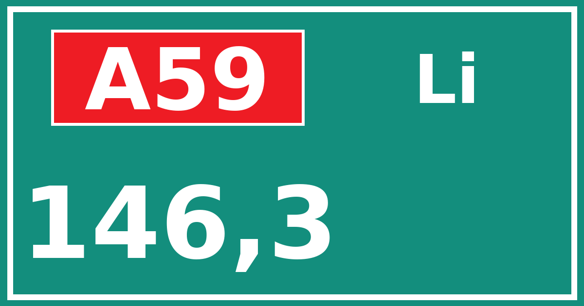 Hectometerbord A59 146,3 zijde Li