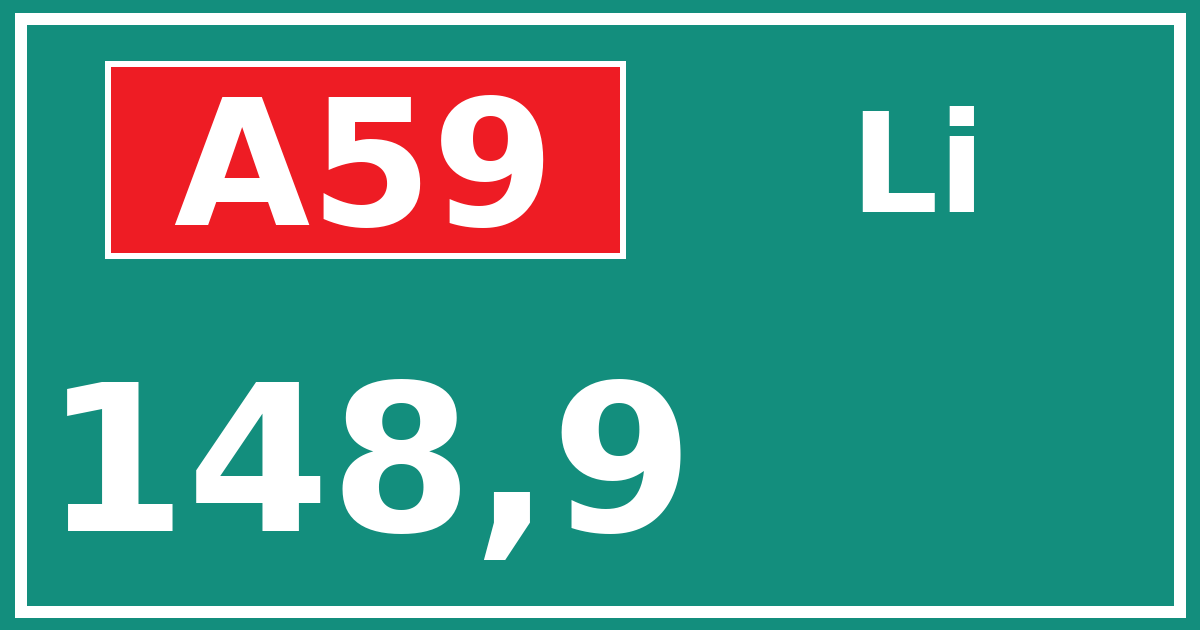 Hectometerbord A59 148,9 zijde Li