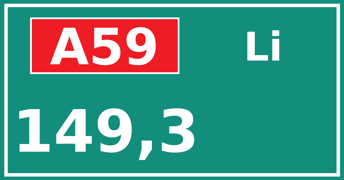 Hectometerbord A59 149,3 zijde Li