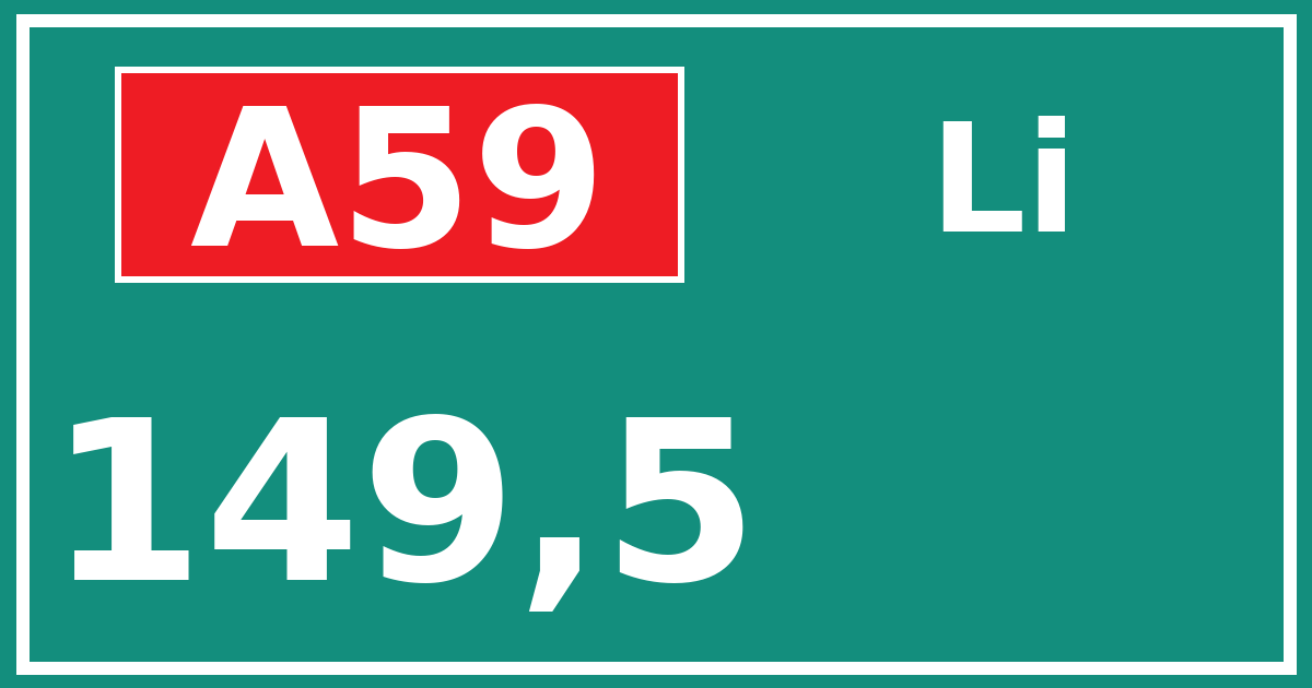 Hectometerbord A59 149,5 zijde Li
