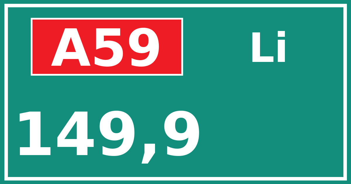 Hectometerbord A59 149,9 zijde Li