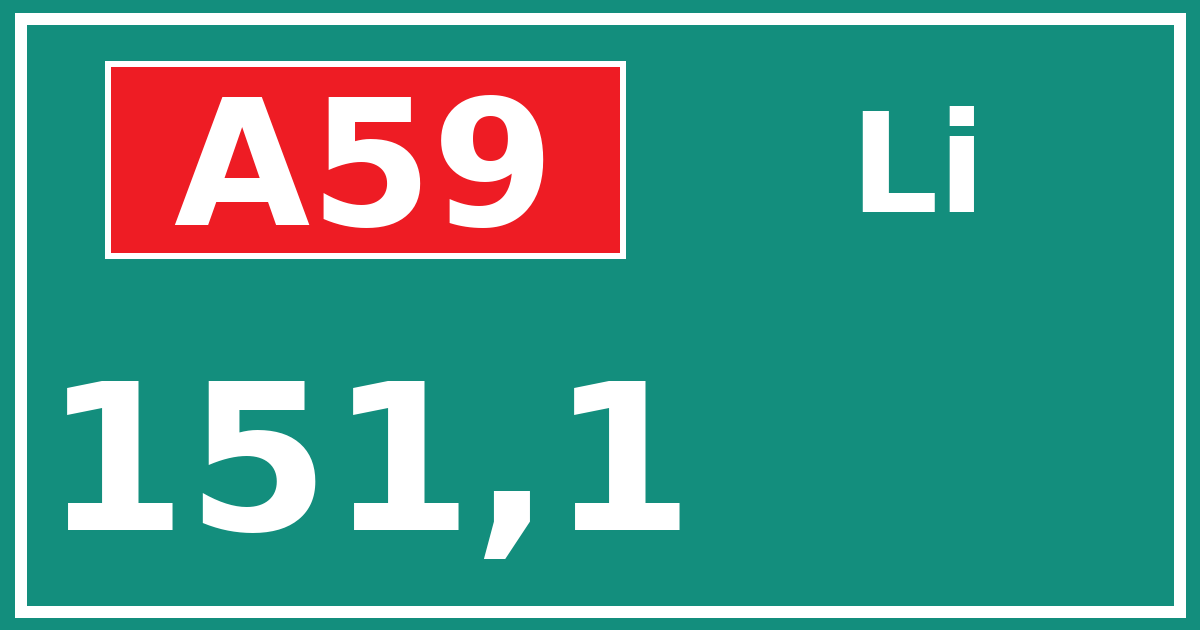 Hectometerbord A59 151,1 zijde Li