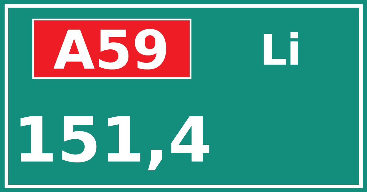 Hectometerbord A59 151,4 zijde Li