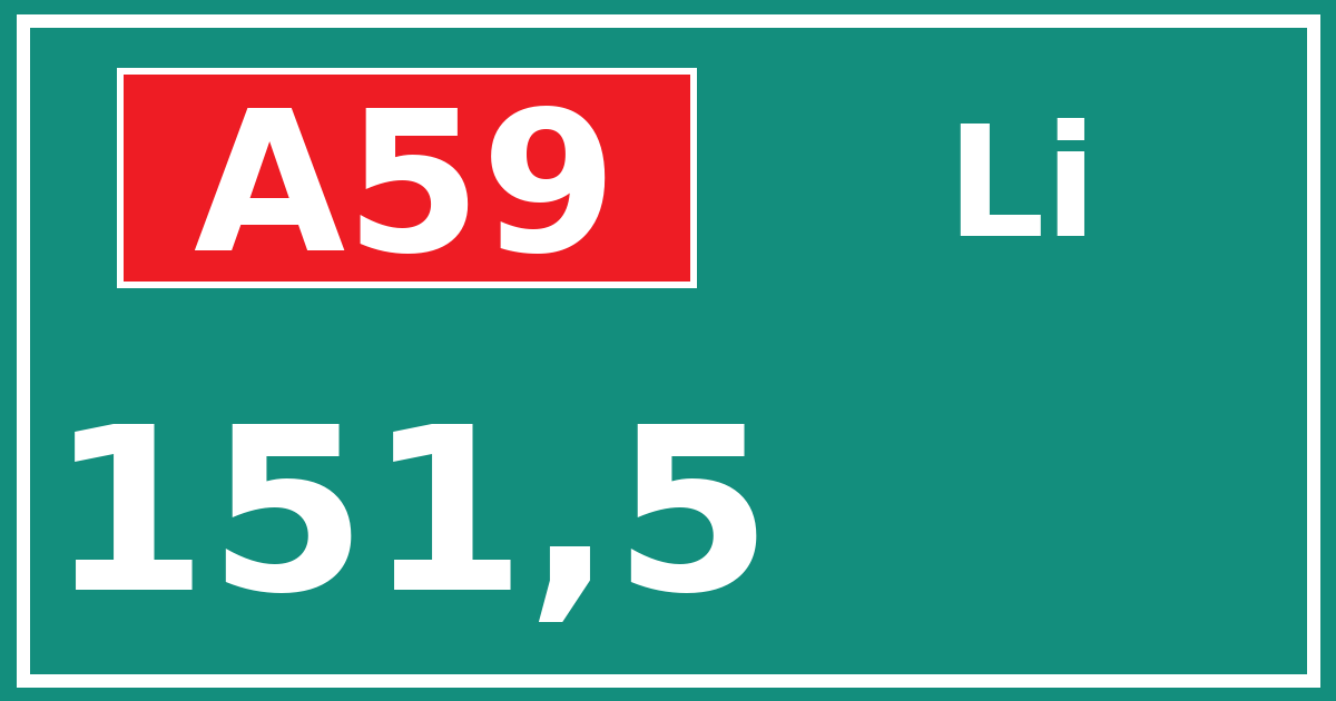 Hectometerbord A59 151,5 zijde Li
