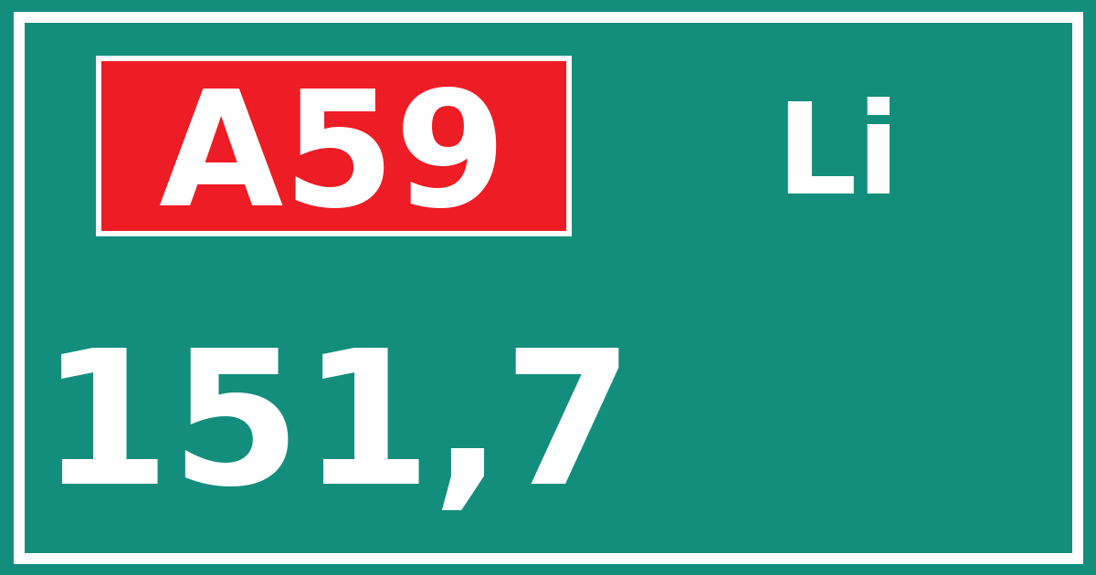 Hectometerbord A59 151,7 zijde Li
