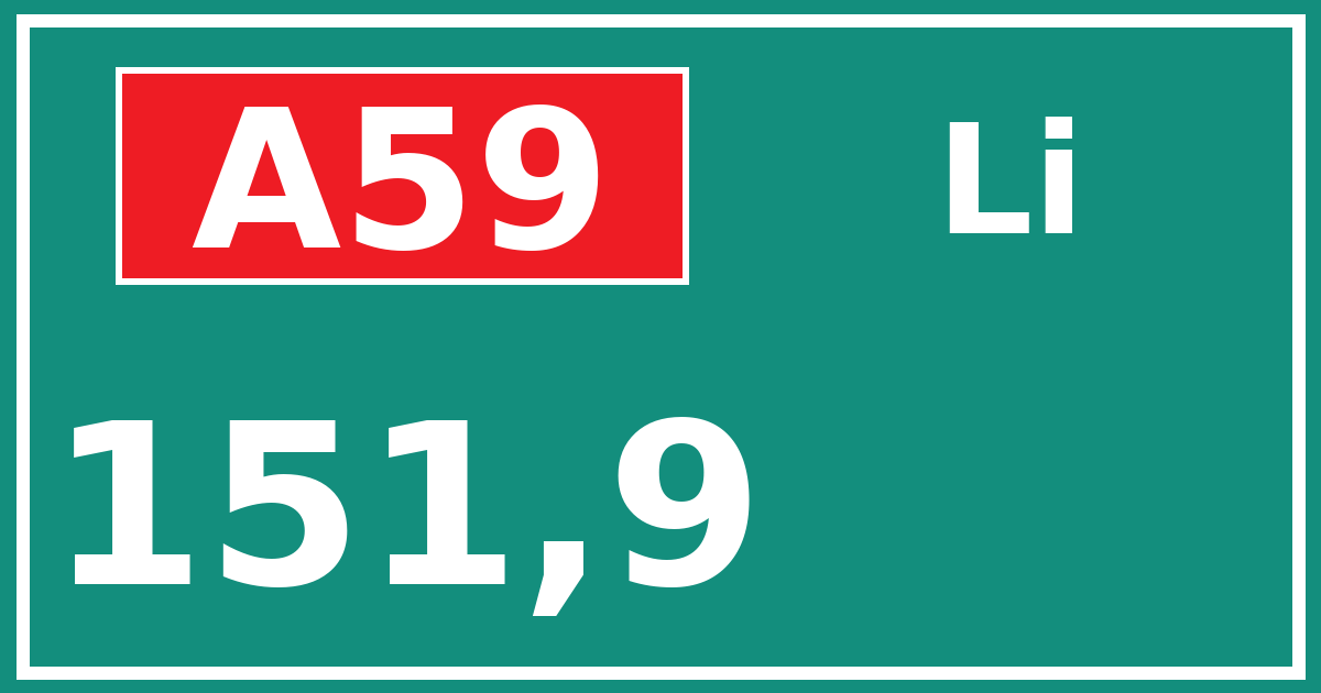 Hectometerbord A59 151,9 zijde Li