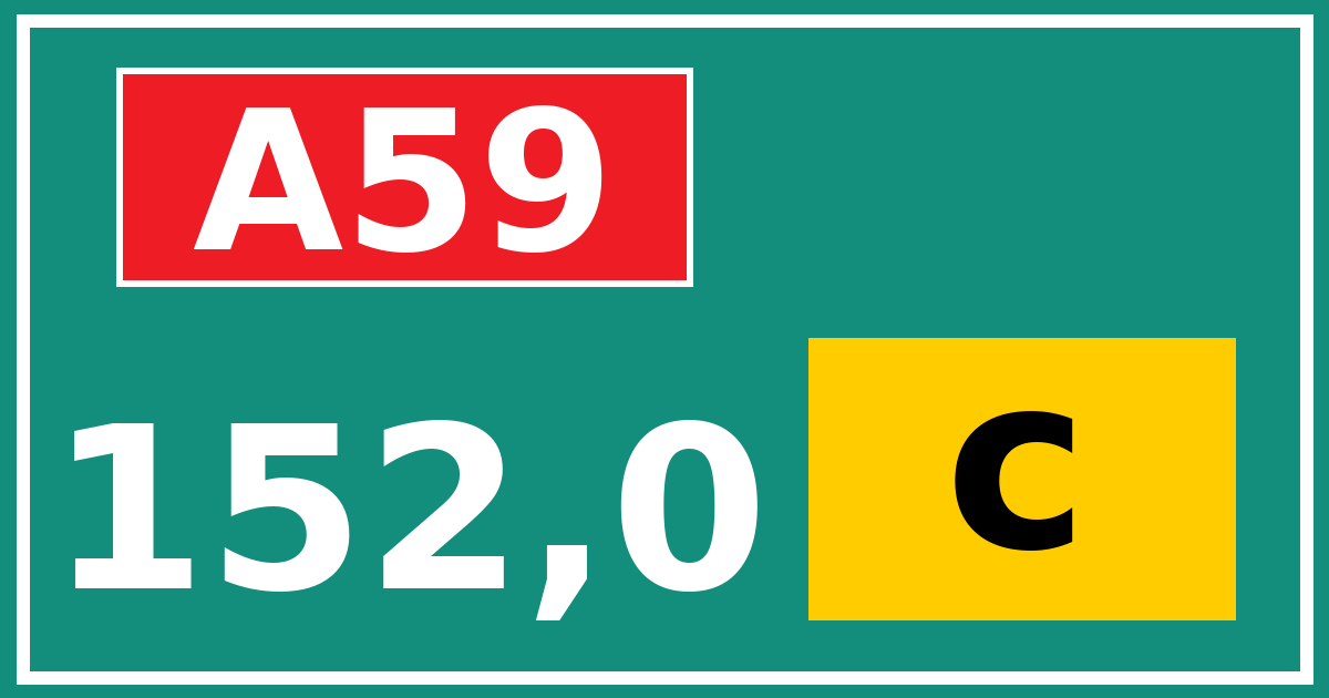 Hectometerbord A59 152,0 letter c