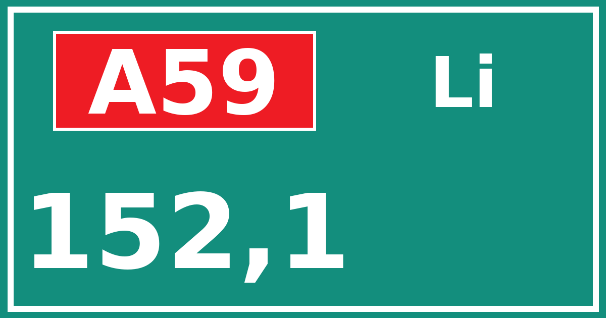 Hectometerbord A59 152,1 zijde Li