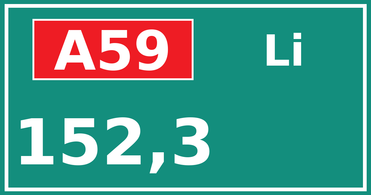 Hectometerbord A59 152,3 zijde Li