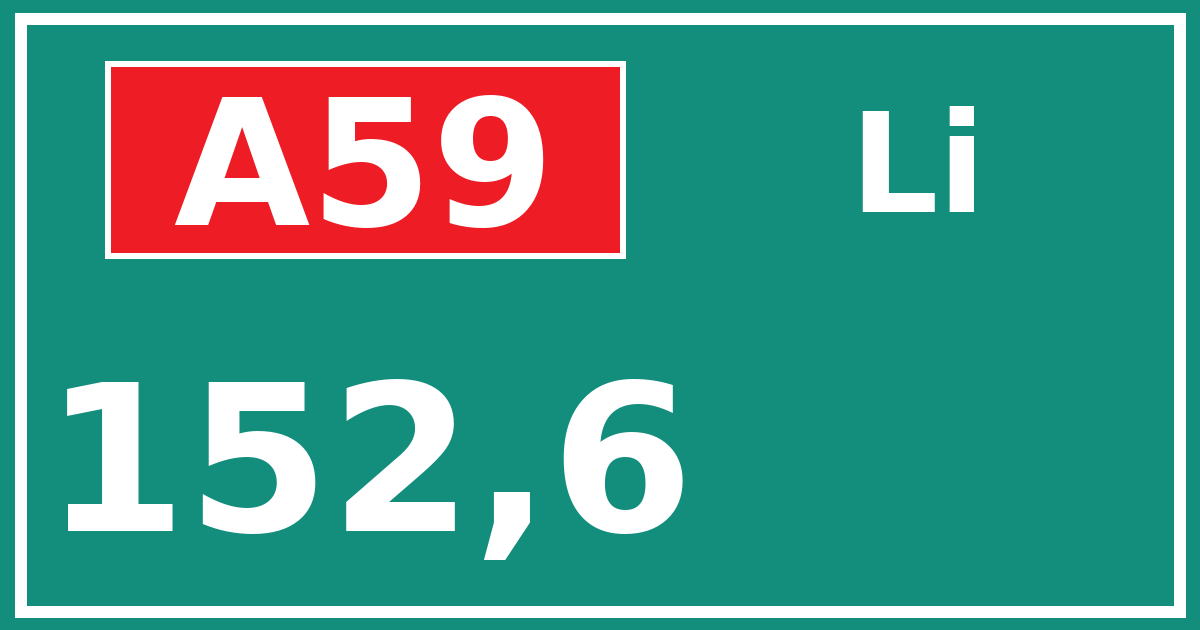 Hectometerbord A59 152,6 zijde Li