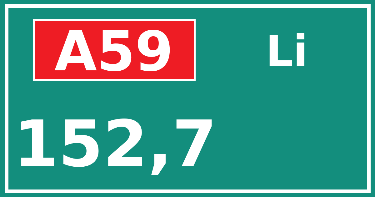 Hectometerbord A59 152,7 zijde Li