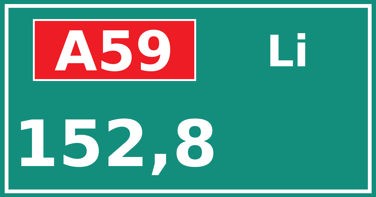 Hectometerbord A59 152,8 zijde Li