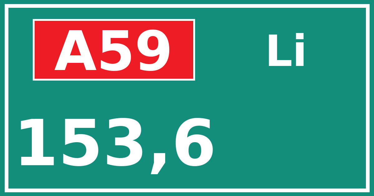 Hectometerbord A59 153,6 zijde Li