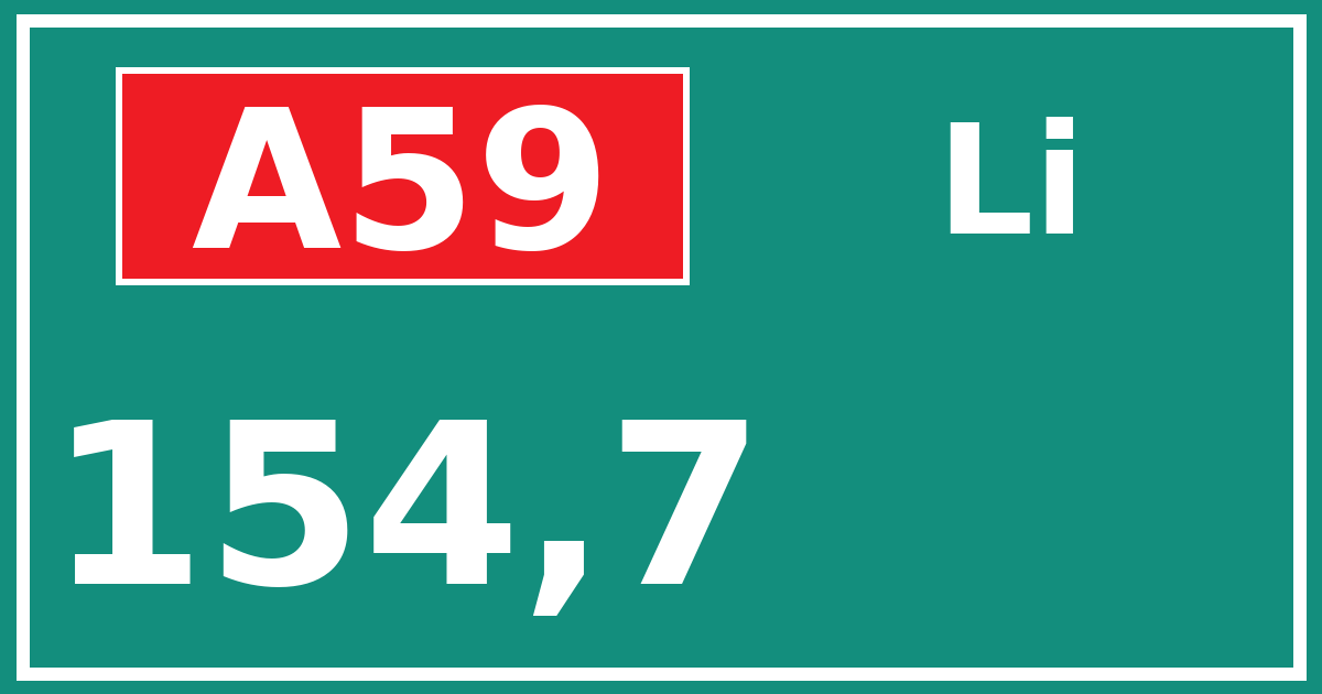 Hectometerbord A59 154,7 zijde Li