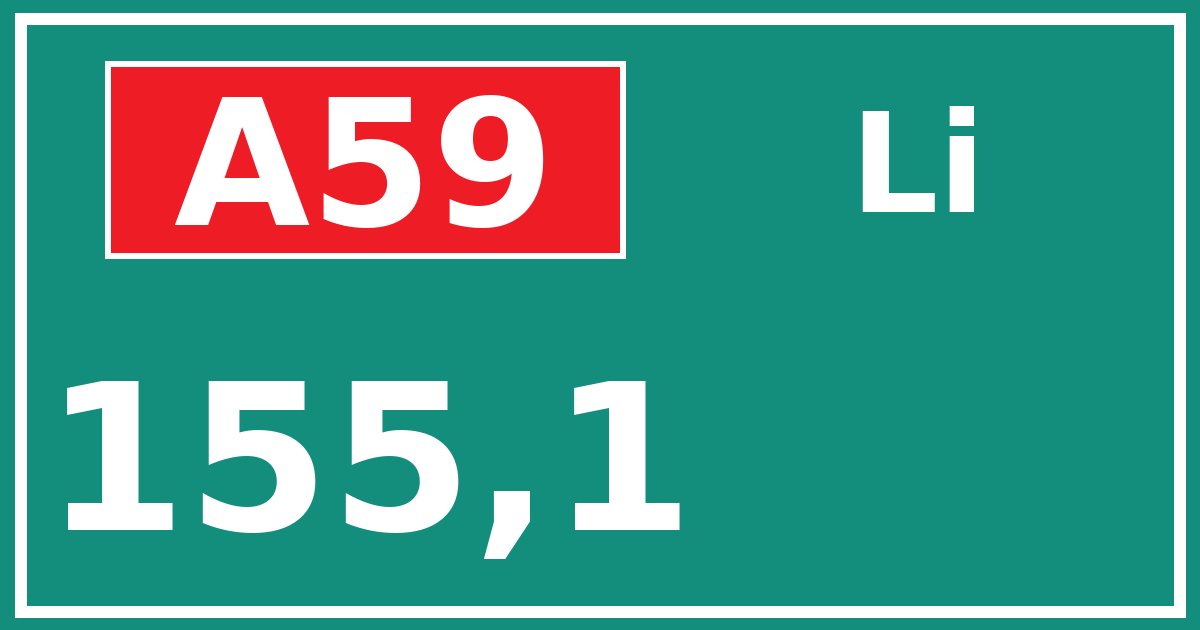 Hectometerbord A59 155,1 zijde Li