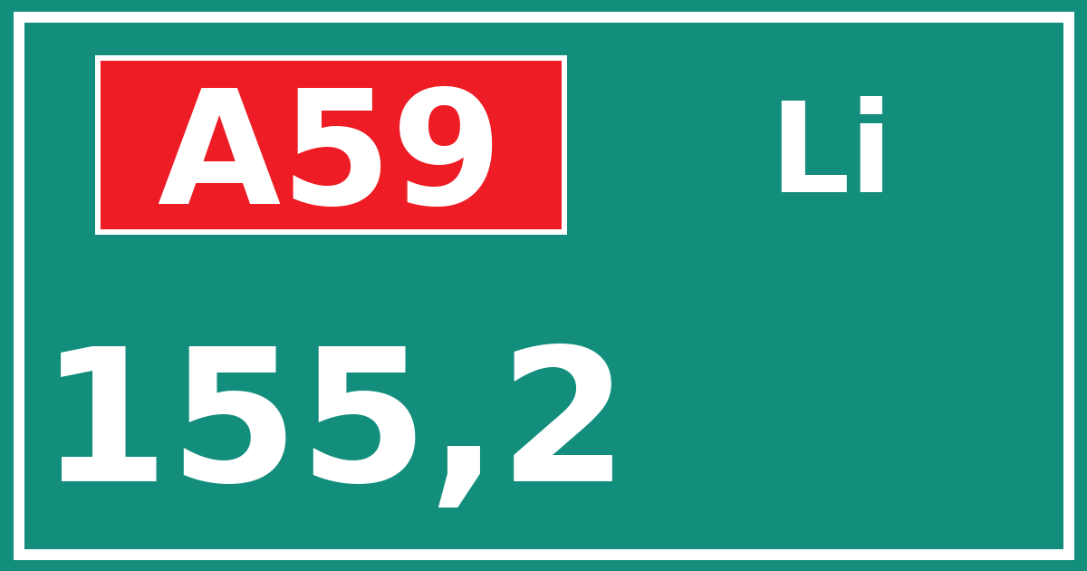 Hectometerbord A59 155,2 zijde Li