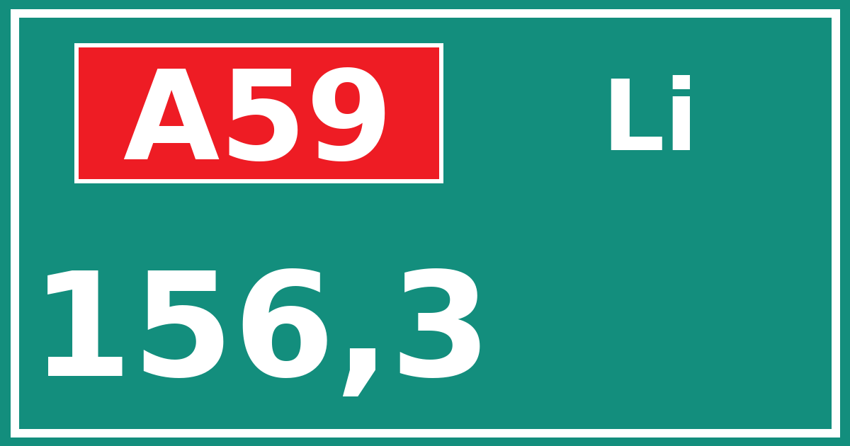 Hectometerbord A59 156,3 zijde Li