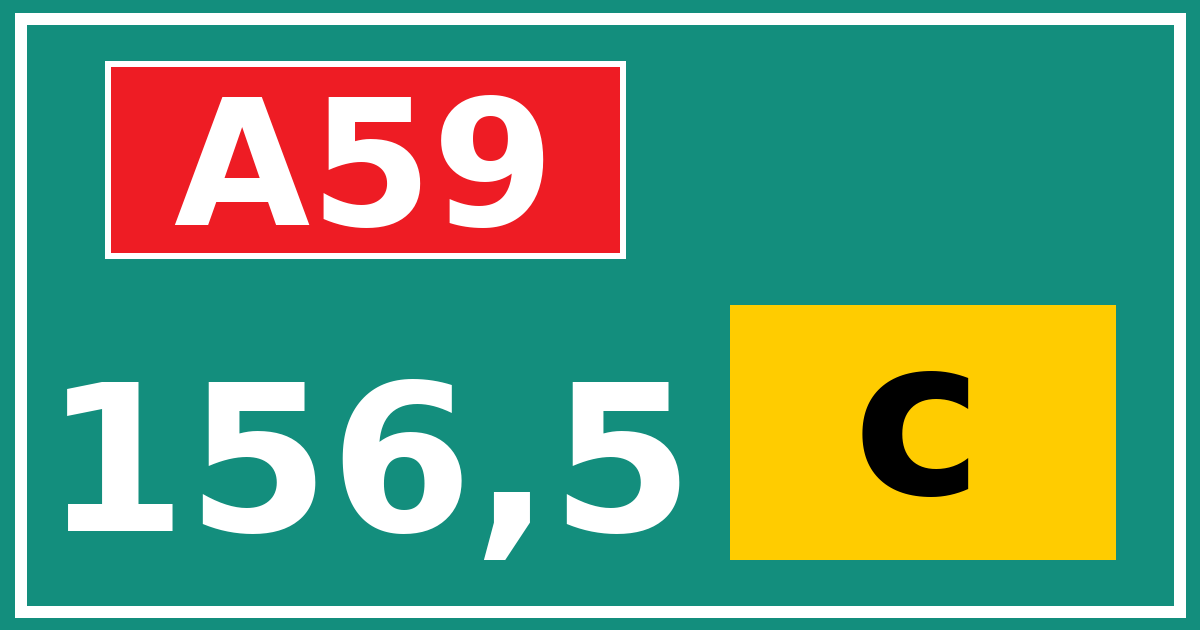 Hectometerbord A59 156,5 letter c