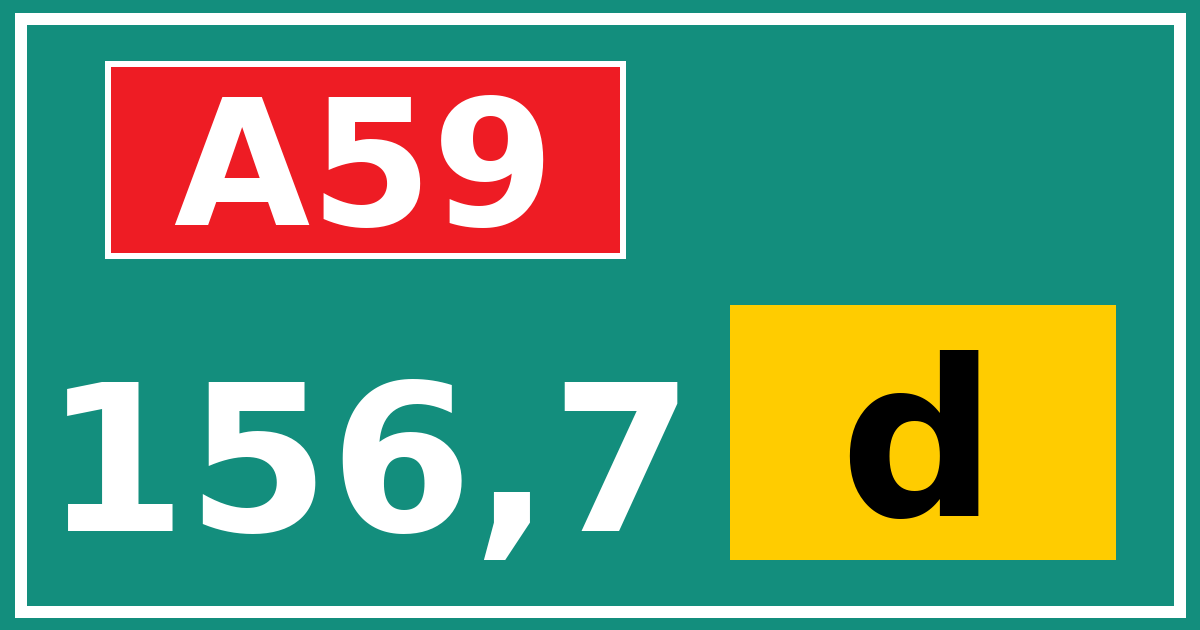 Hectometerbord A59 156,7 letter d