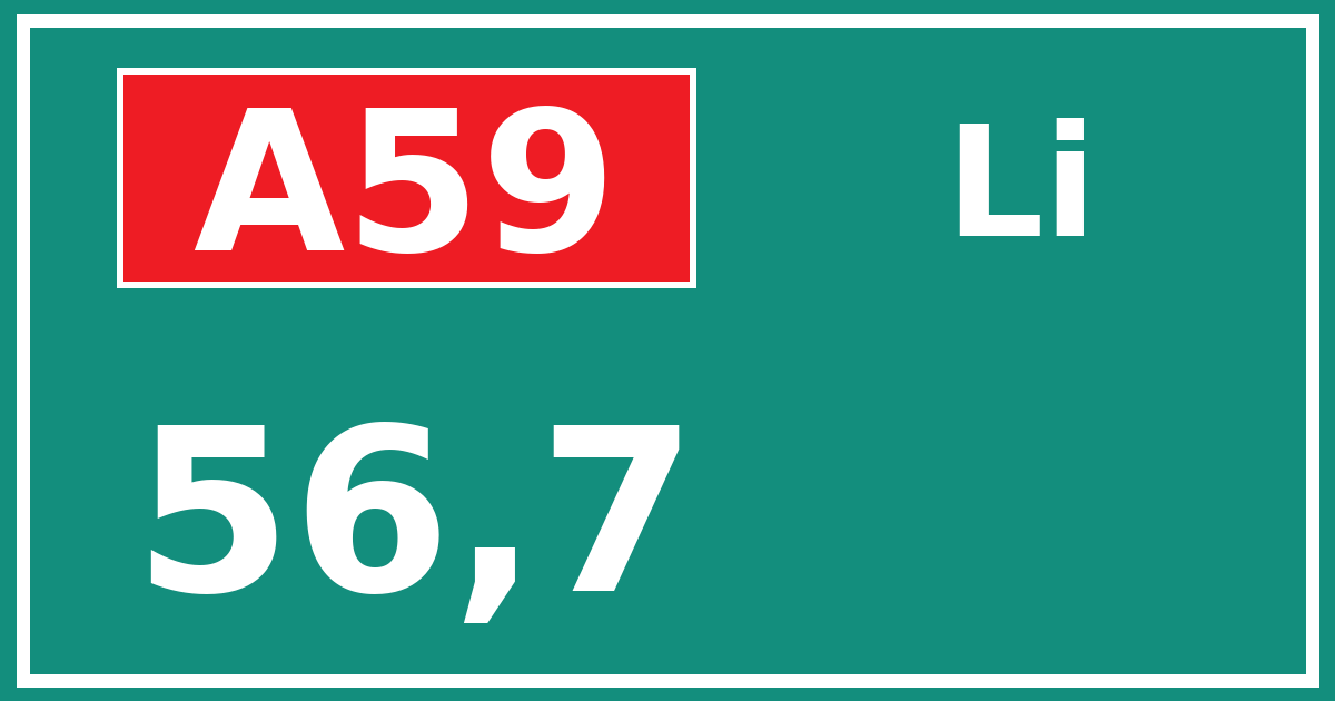 Hectometerbord A59 56,7 zijde Li