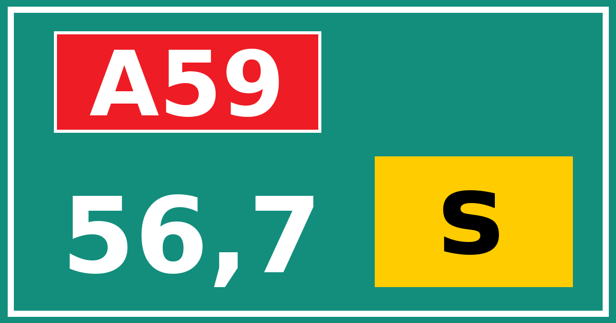 Hectometerbord A59 56,7 letter s