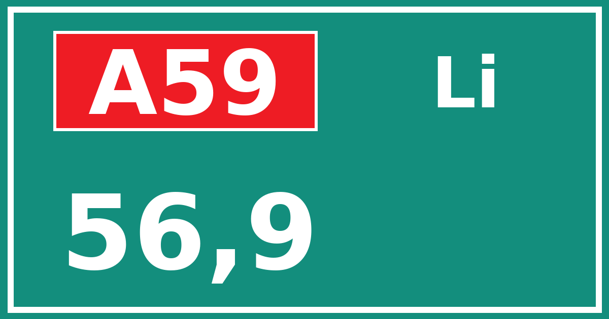 Hectometerbord A59 56,9 zijde Li