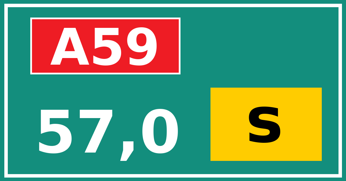 Hectometerbord A59 57,0 letter s