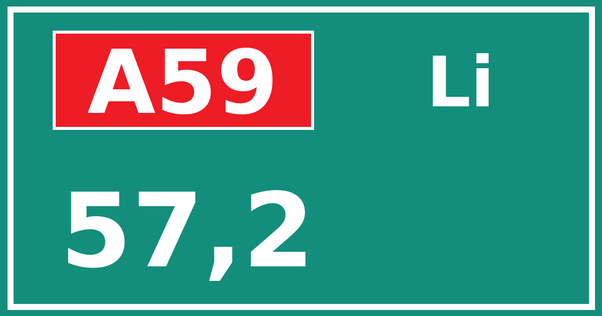 Hectometerbord A59 57,2 zijde Li