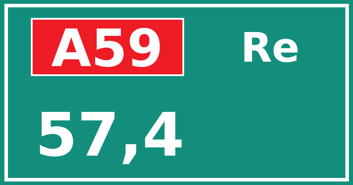 Hectometerbord A59 57,4 zijde Re