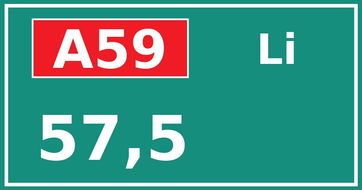 Hectometerbord A59 57,5 zijde Li