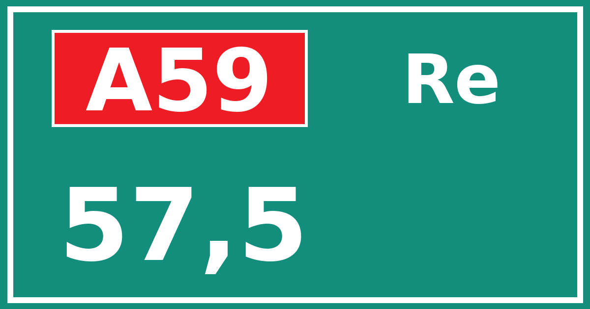 Hectometerbord A59 57,5 zijde Re