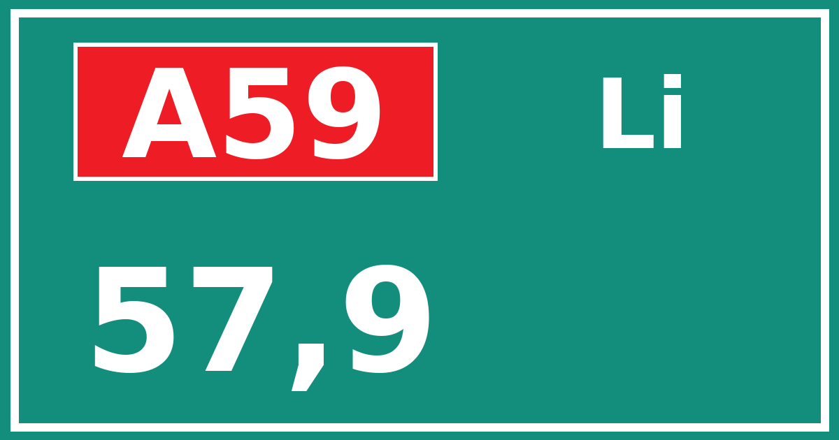 Hectometerbord A59 57,9 zijde Li