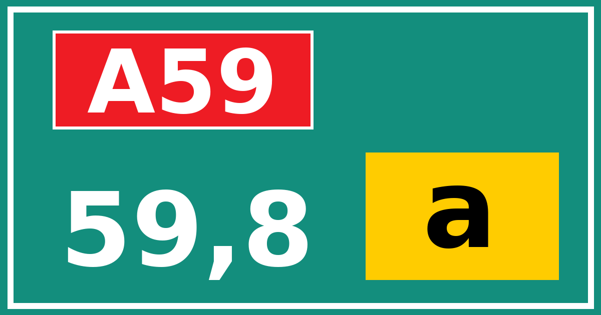 Hectometerbord A59 59,8 letter a