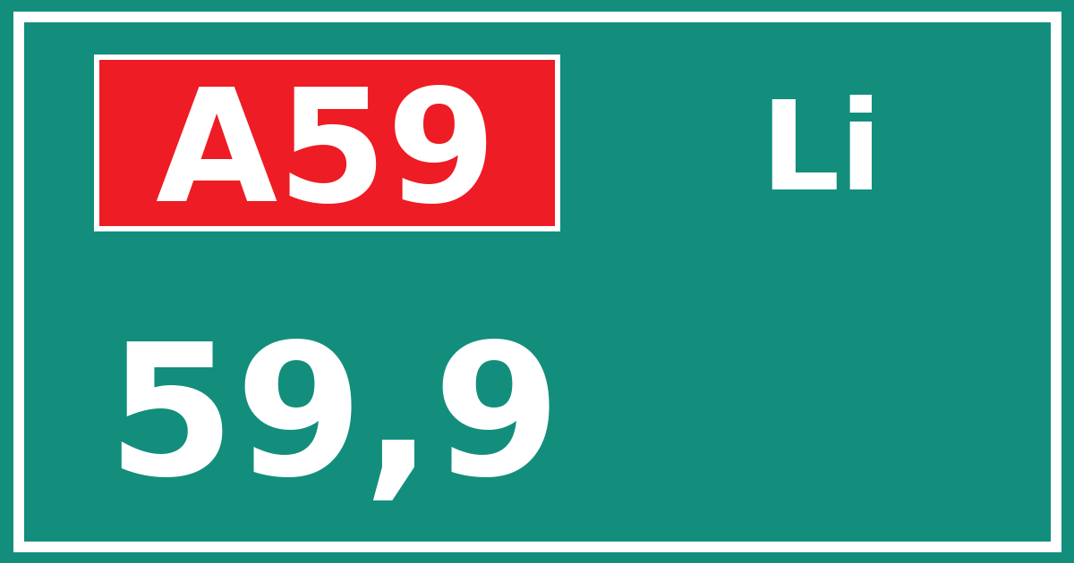 Hectometerbord A59 59,9 zijde Li