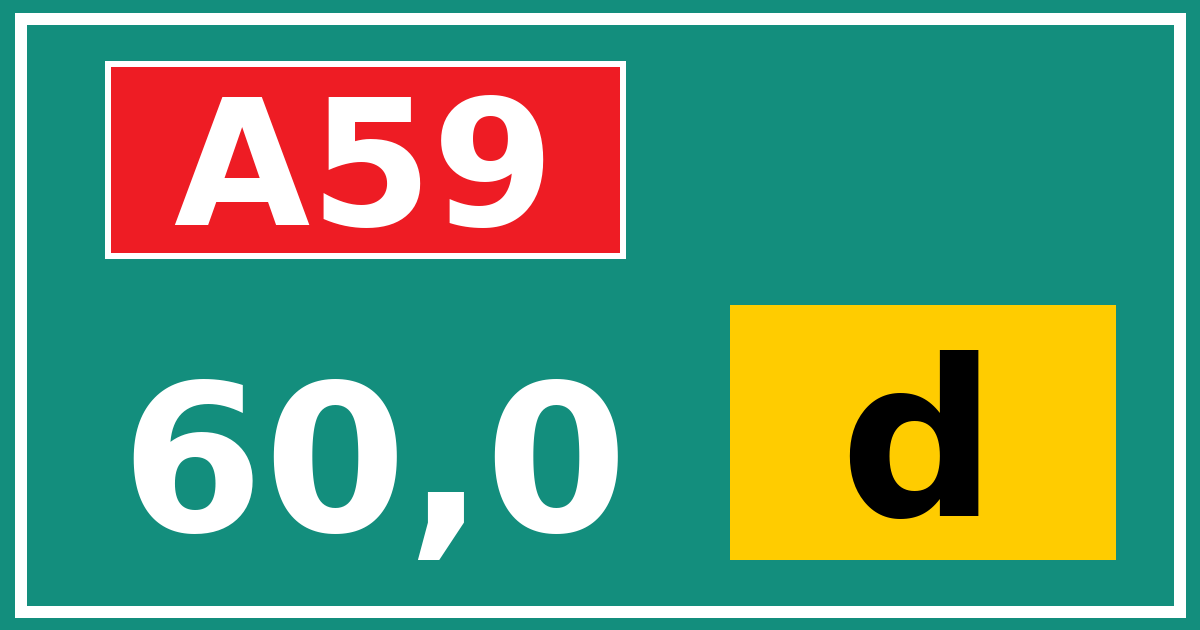 Hectometerbord A59 60,0 letter d