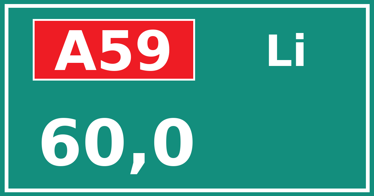 Hectometerbord A59 60,0 zijde Li