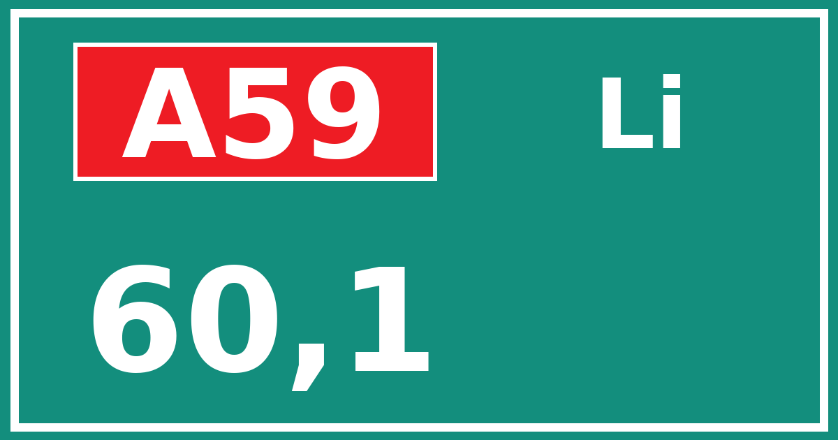 Hectometerbord A59 60,1 zijde Li