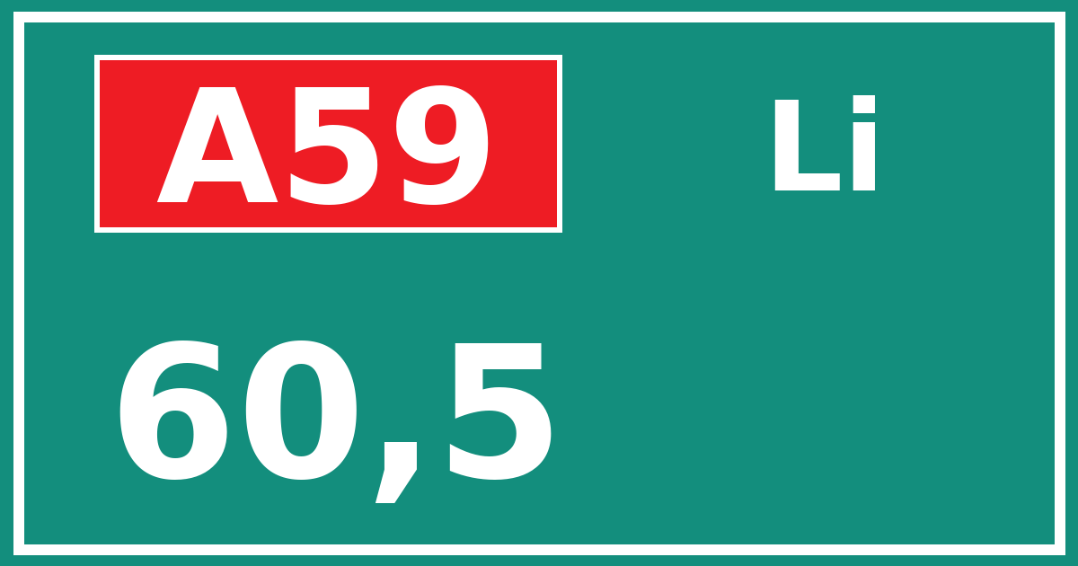 Hectometerbord A59 60,5 zijde Li