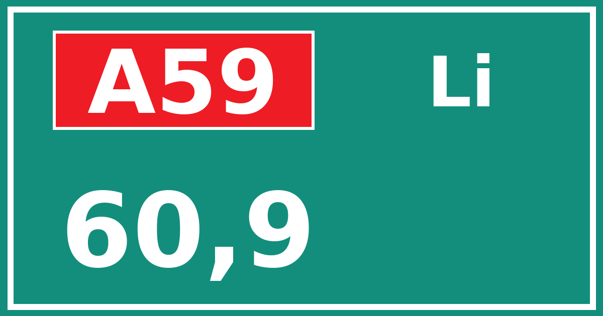 Hectometerbord A59 60,9 zijde Li